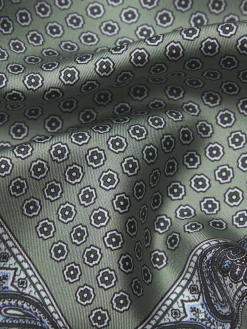 Aqua green and charcoal grey silk pocket square