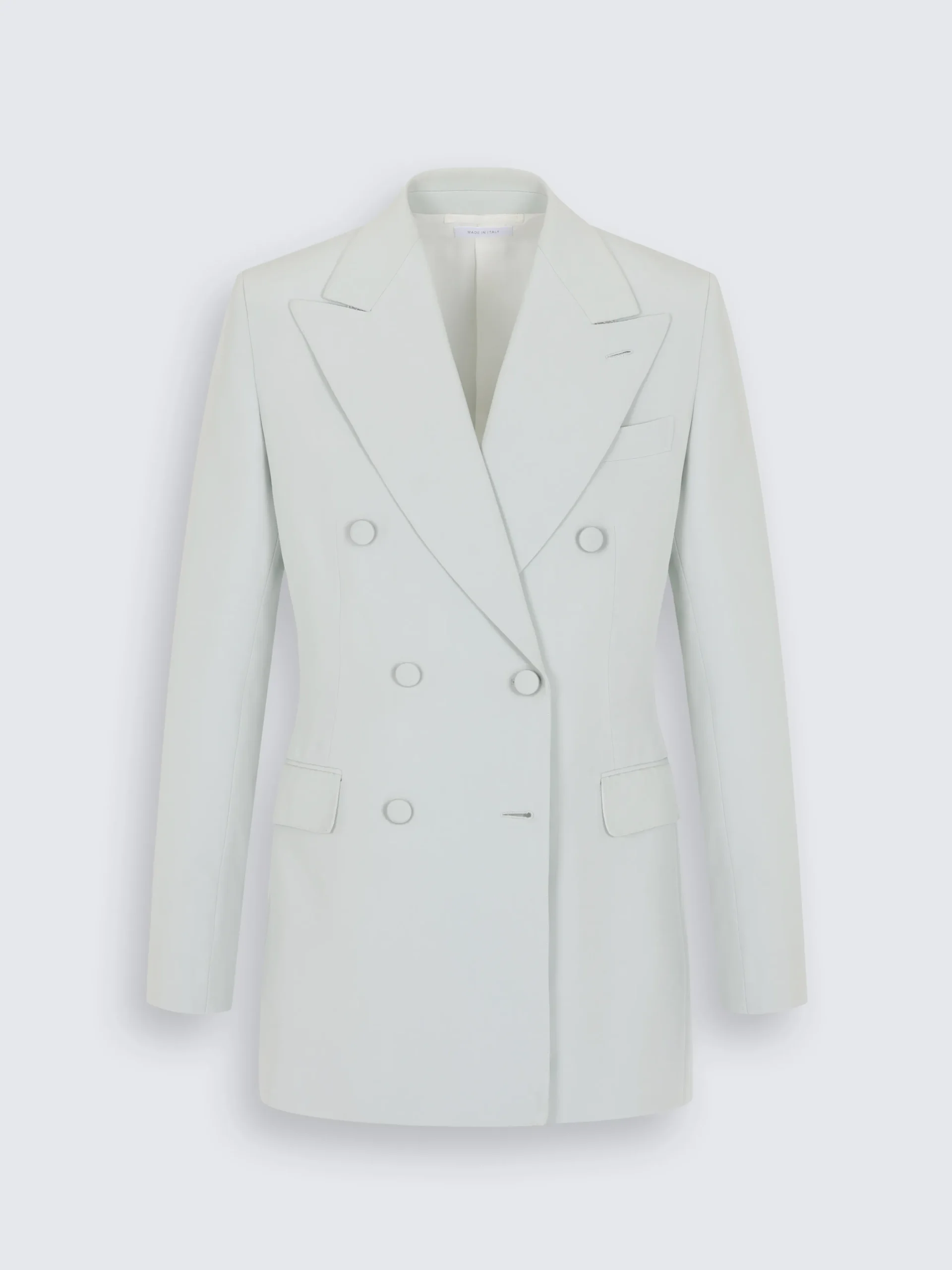 Aqua green silk cady double-breasted Flavia jacket