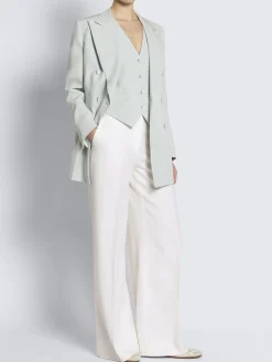 Aqua green silk cady double-breasted Flavia jacket