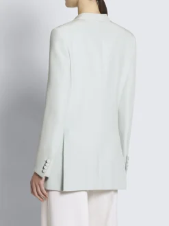 Aqua green silk cady double-breasted Flavia jacket