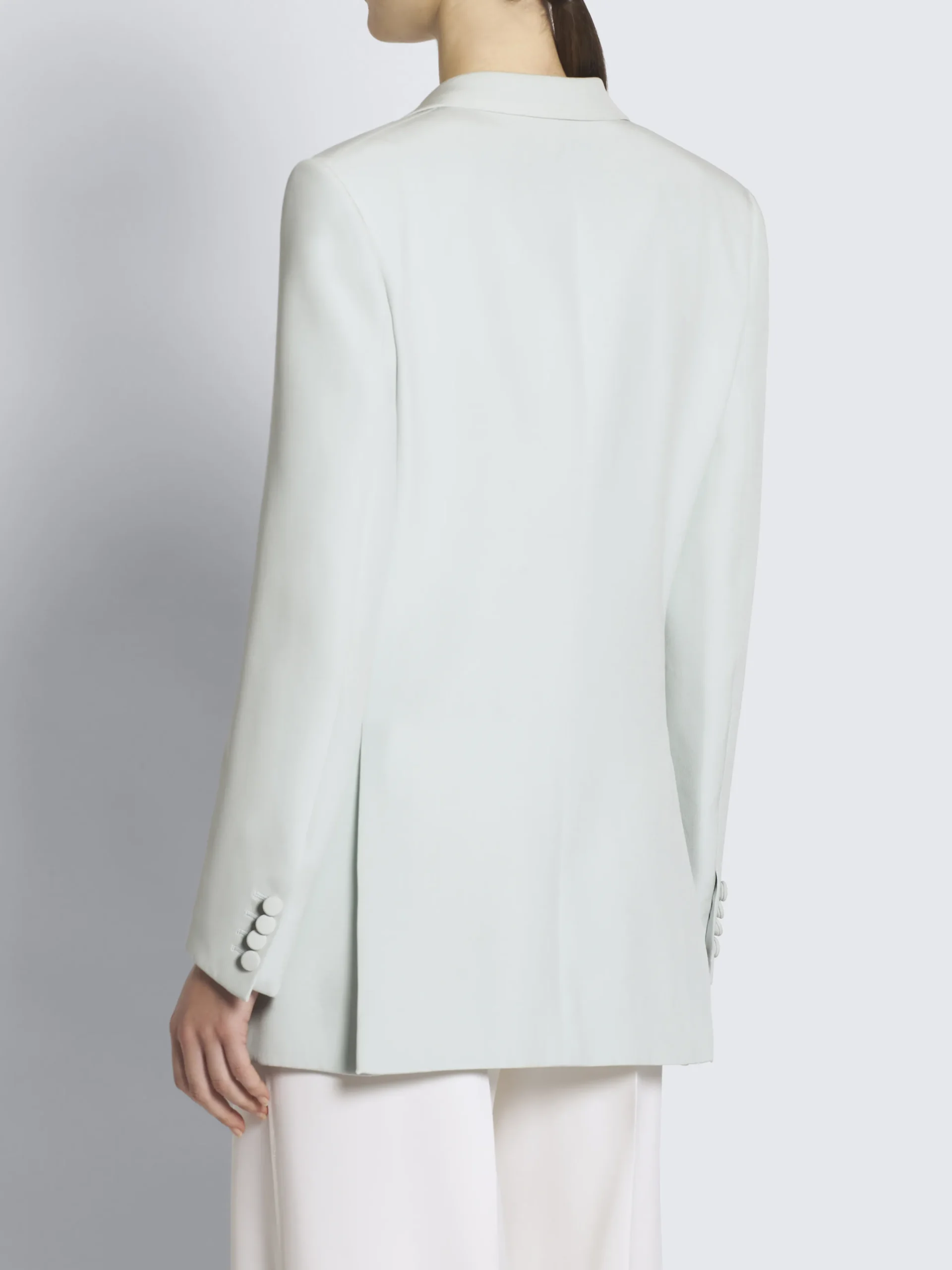 Aqua green silk cady double-breasted Flavia jacket