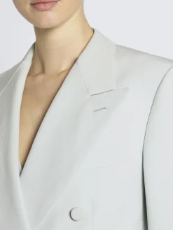 Aqua green silk cady double-breasted Flavia jacket