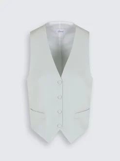 Aqua green silk cady double-breasted Flavia jacket