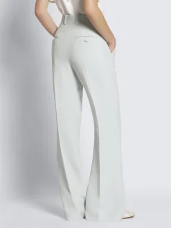 Aqua green silk cady flare trousers