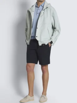Aqua green technical linen Fisherman windbreaker