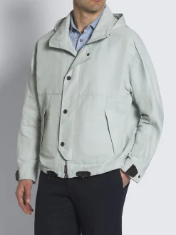 Aqua green technical linen Fisherman windbreaker