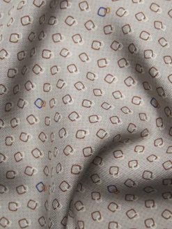 Beige and brown silk pocket square