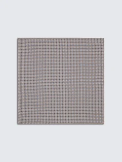Beige and light blue motif silk pocket square