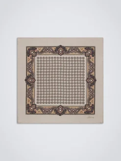 Beige and pink silk pocket square