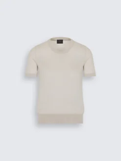 Beige cashmere and silk T-shirt