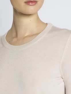 Beige cashmere and silk T-shirt