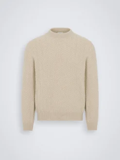 Beige cashmere and vicuña sweater