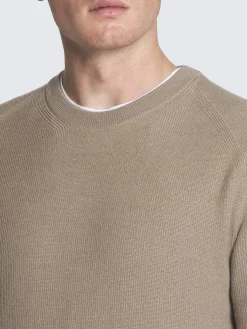 Beige cashmere and wool crewneck sweater