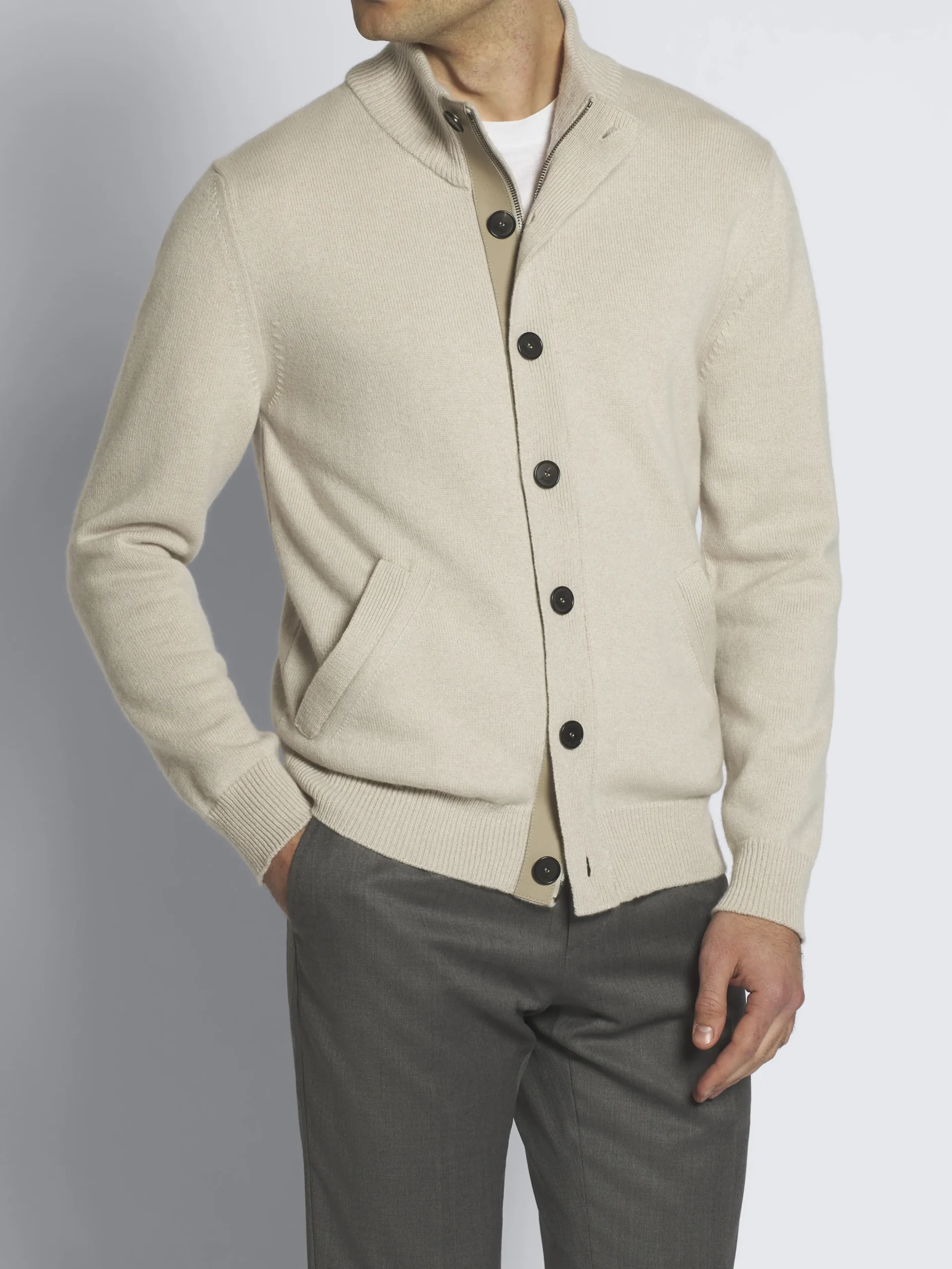 Beige cashmere blouson