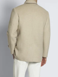 Beige cashmere double-splittable field jacket