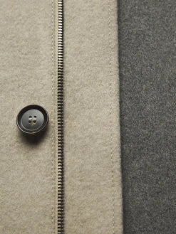 Beige cashmere double-splittable field jacket