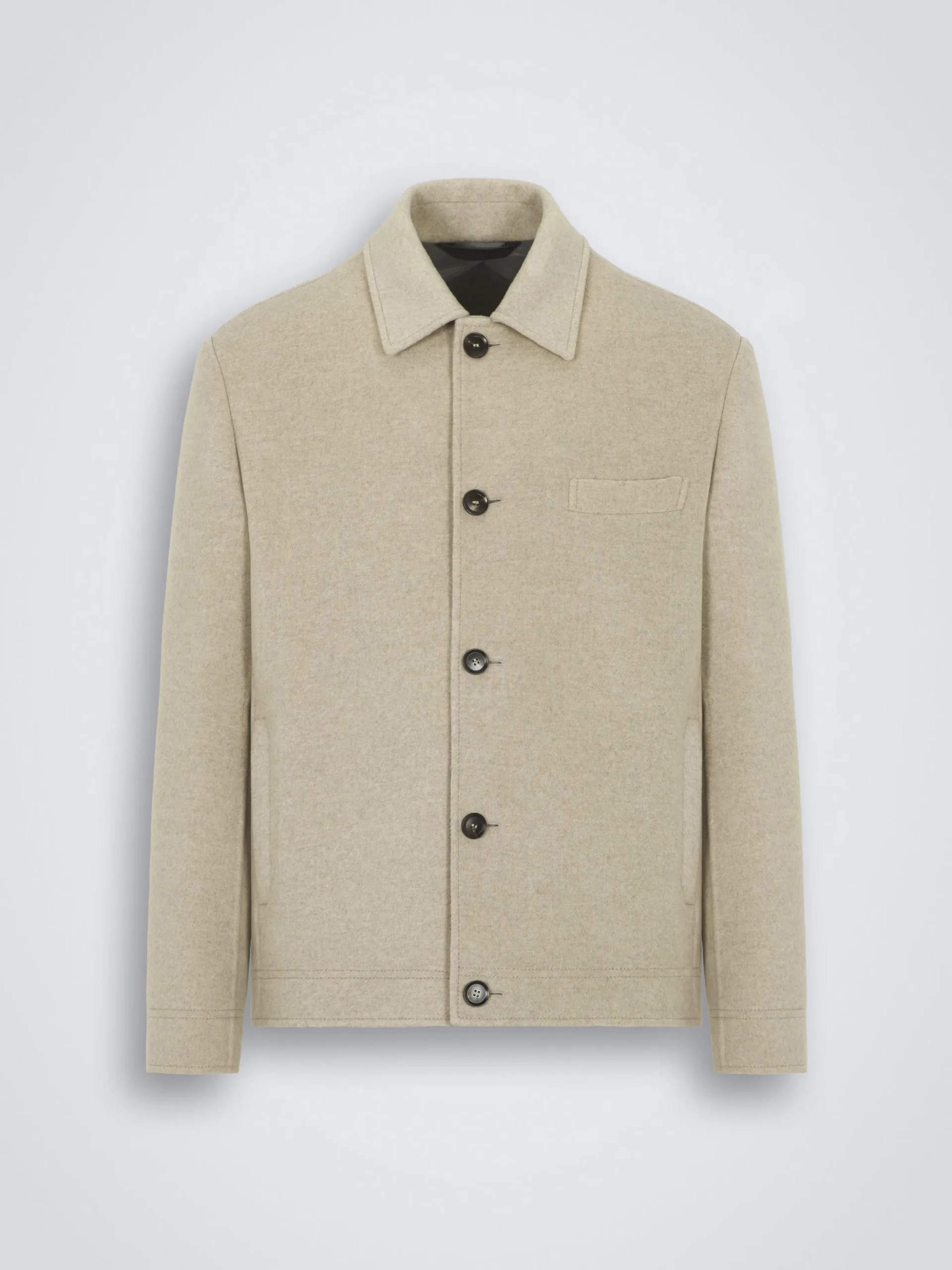 Beige cashmere double-splittable shirt collar blouson