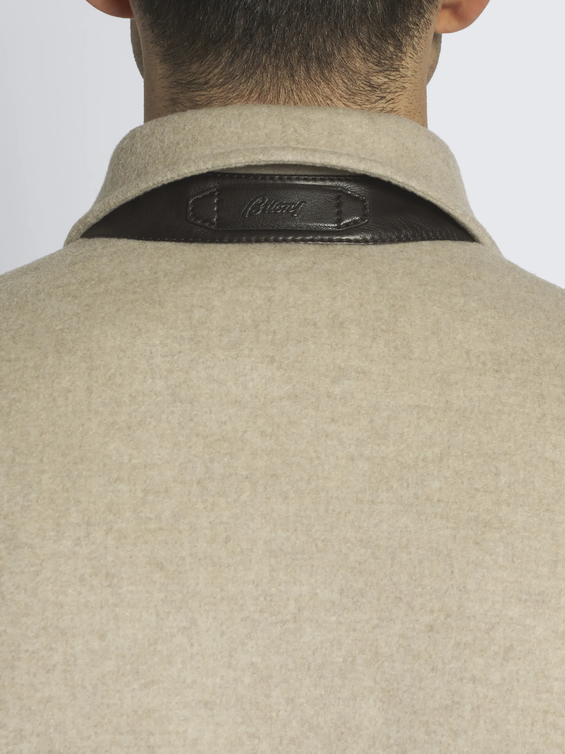 Beige cashmere double-splittable shirt collar blouson