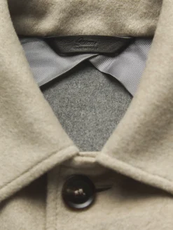 Beige cashmere double-splittable shirt collar blouson