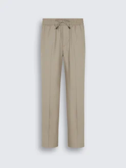 Beige herringbone wool and silk Asolo trousers