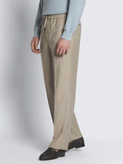Beige herringbone wool and silk Asolo trousers