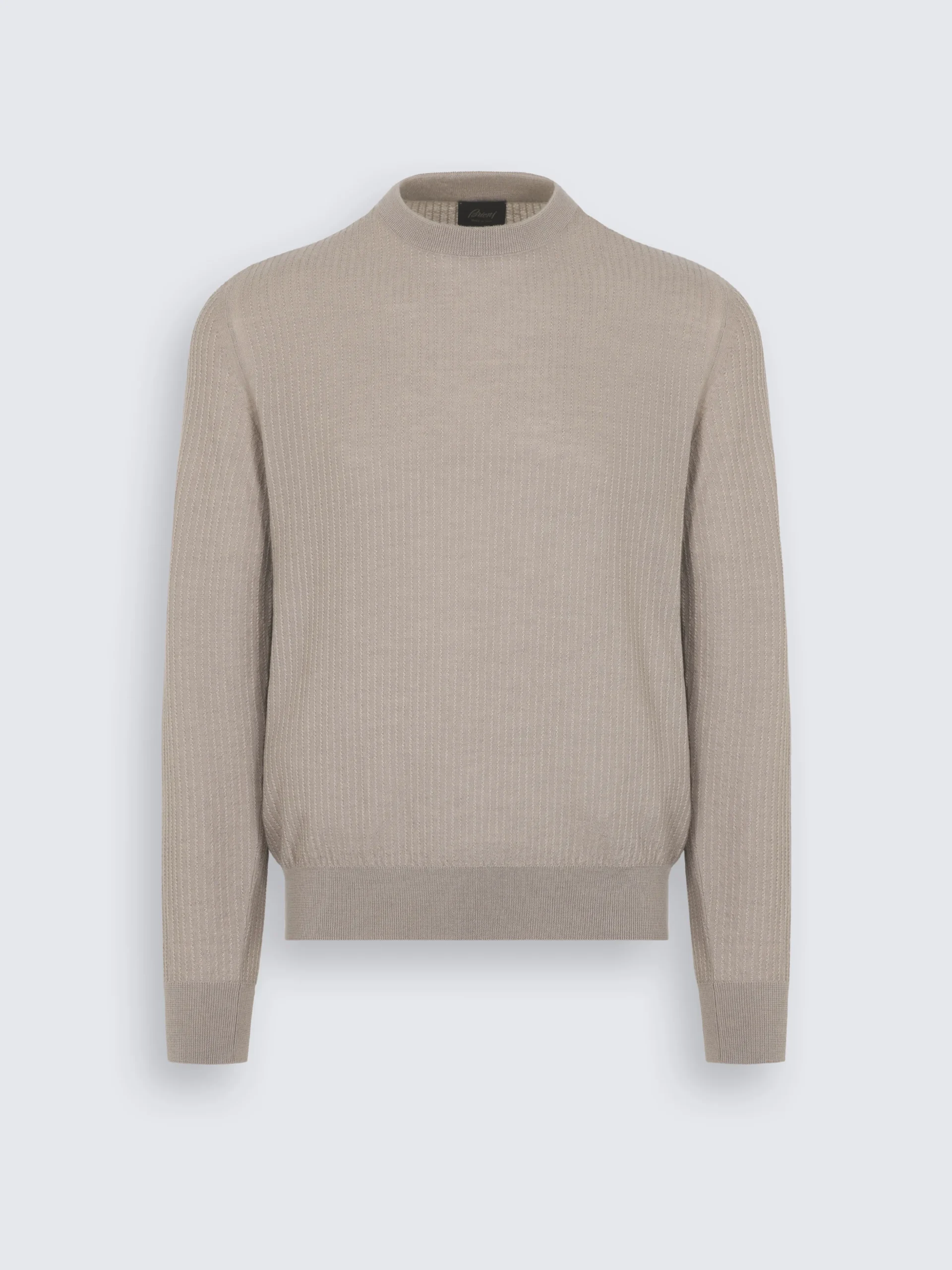 Beige jacquard cashmere and silk crewneck sweater