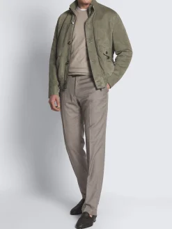 Beige jacquard cashmere and silk crewneck sweater
