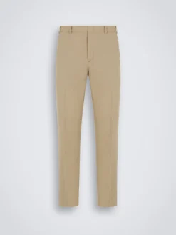 Beige linen and cotton Pienza trousers