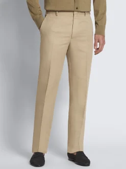Beige linen and cotton Pienza trousers