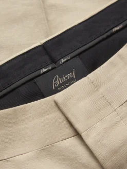 Beige linen and cotton Pienza trousers
