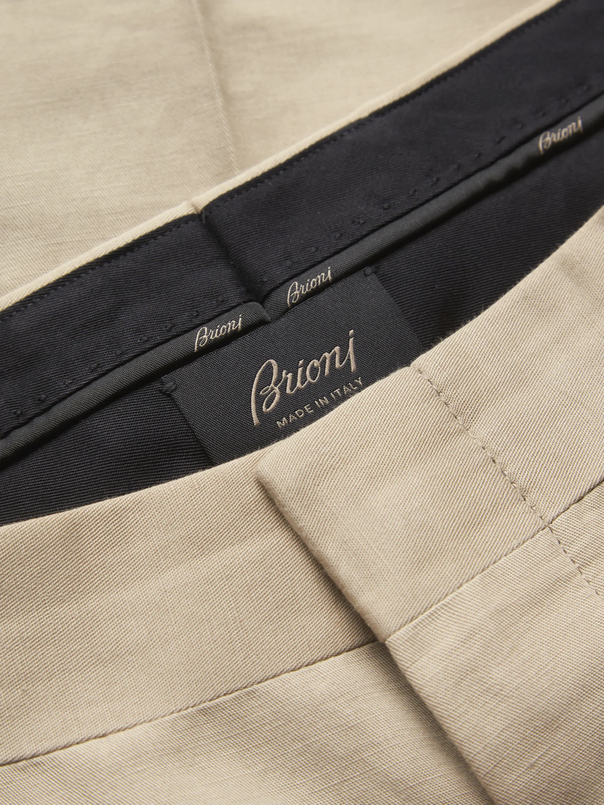 Beige linen and cotton Pienza trousers