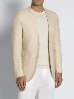 Beige linen, wool and silk Jardigan