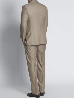 Beige micro-checked Super 150's wool and silk Brunico suit