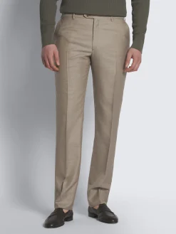 Beige micro-checked Super 150's wool and silk Brunico suit