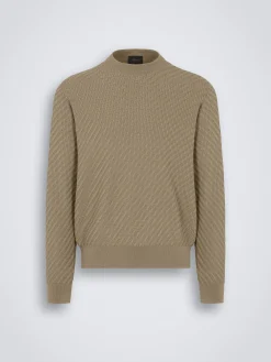 Beige organic cotton, silk and cashmere Trama weave sweater