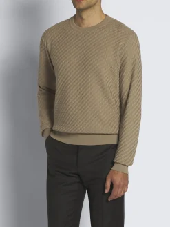 Beige organic cotton, silk and cashmere Trama weave sweater