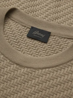 Beige organic cotton, silk and cashmere Trama weave sweater