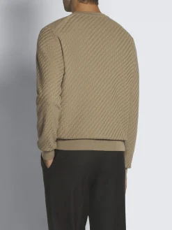 Beige organic cotton, silk and cashmere Trama weave sweater