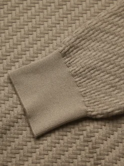 Beige organic cotton, silk and cashmere Trama weave sweater