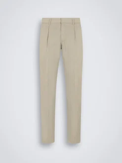 Beige organic stretch cotton Pienza trousers