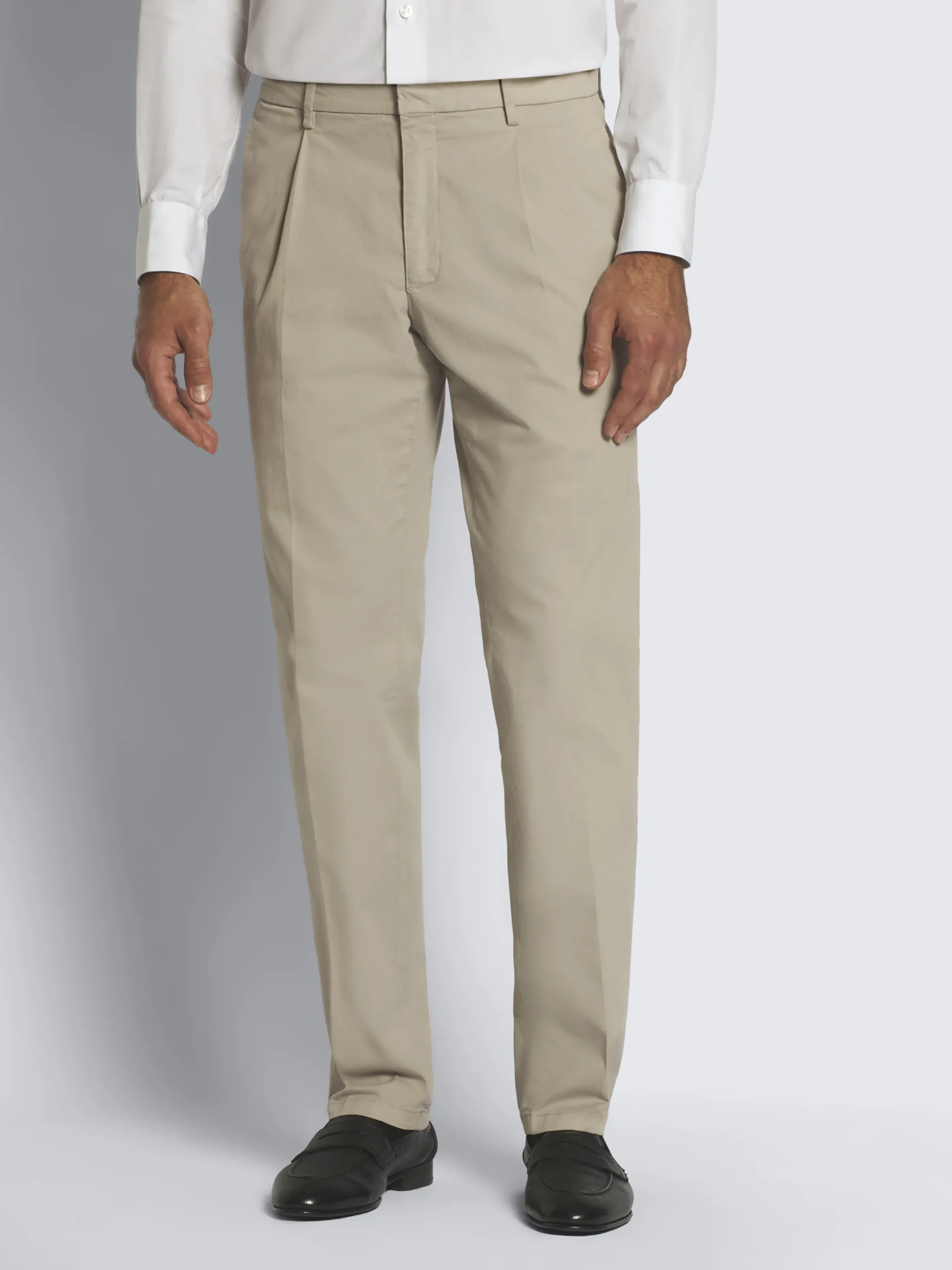 Beige organic stretch cotton Pienza trousers