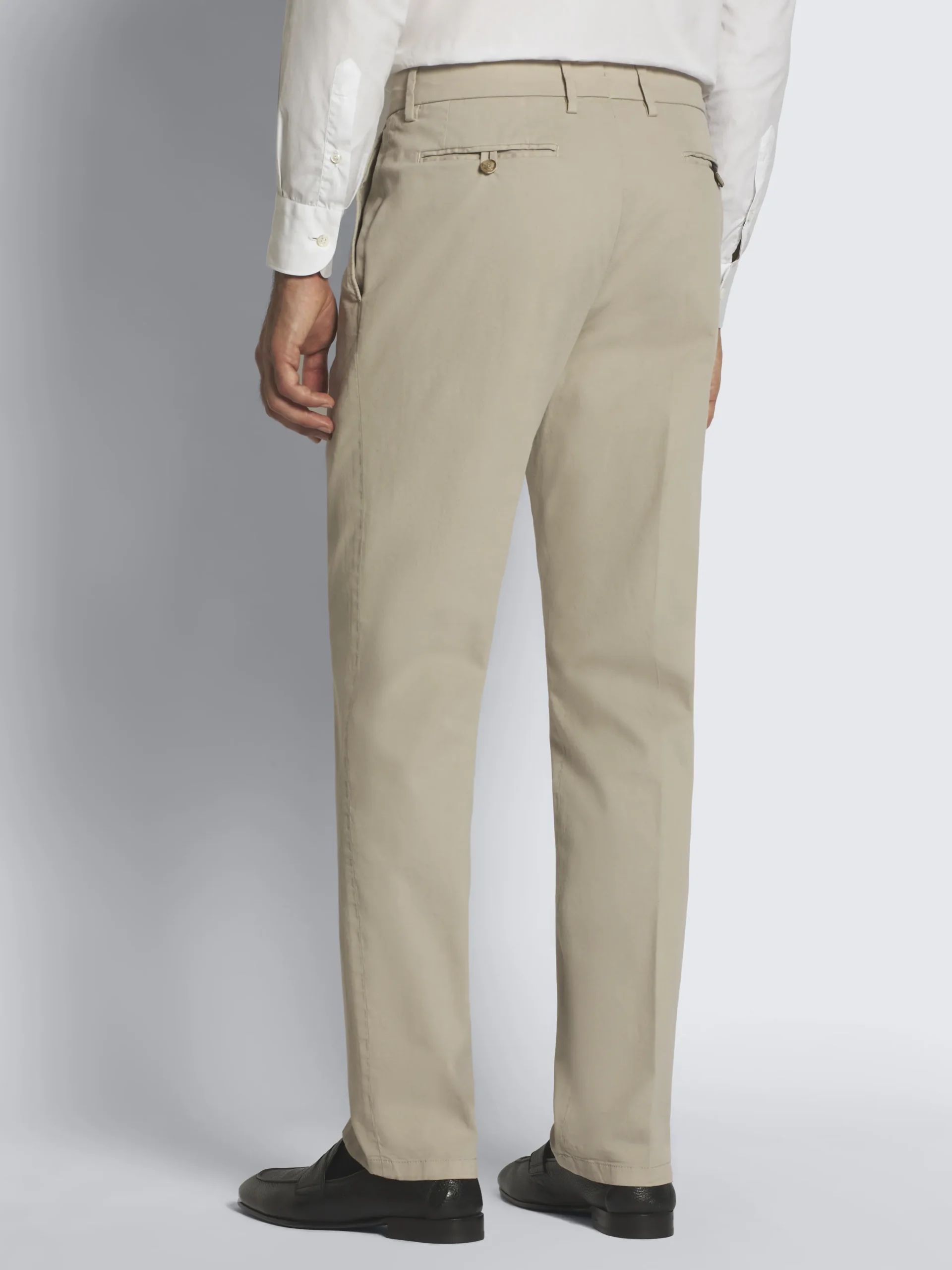 Beige organic stretch cotton Pienza trousers