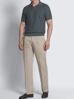 Beige Sea Island cotton and wool Firenze trousers