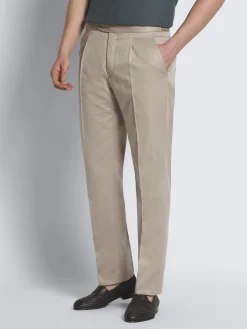 Beige Sea Island cotton and wool Firenze trousers