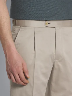 Beige Sea Island cotton and wool Firenze trousers