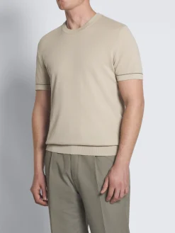 Beige Sea Island cotton piqué T-shirt