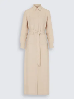 Beige silk cady workwear shirt dress