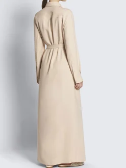 Beige silk cady workwear shirt dress