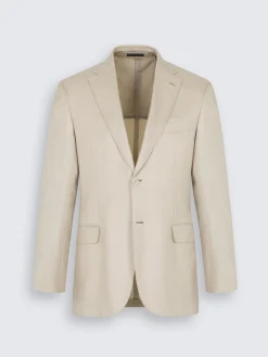 Beige silk, cashmere and linen slab twill Ravello jacket