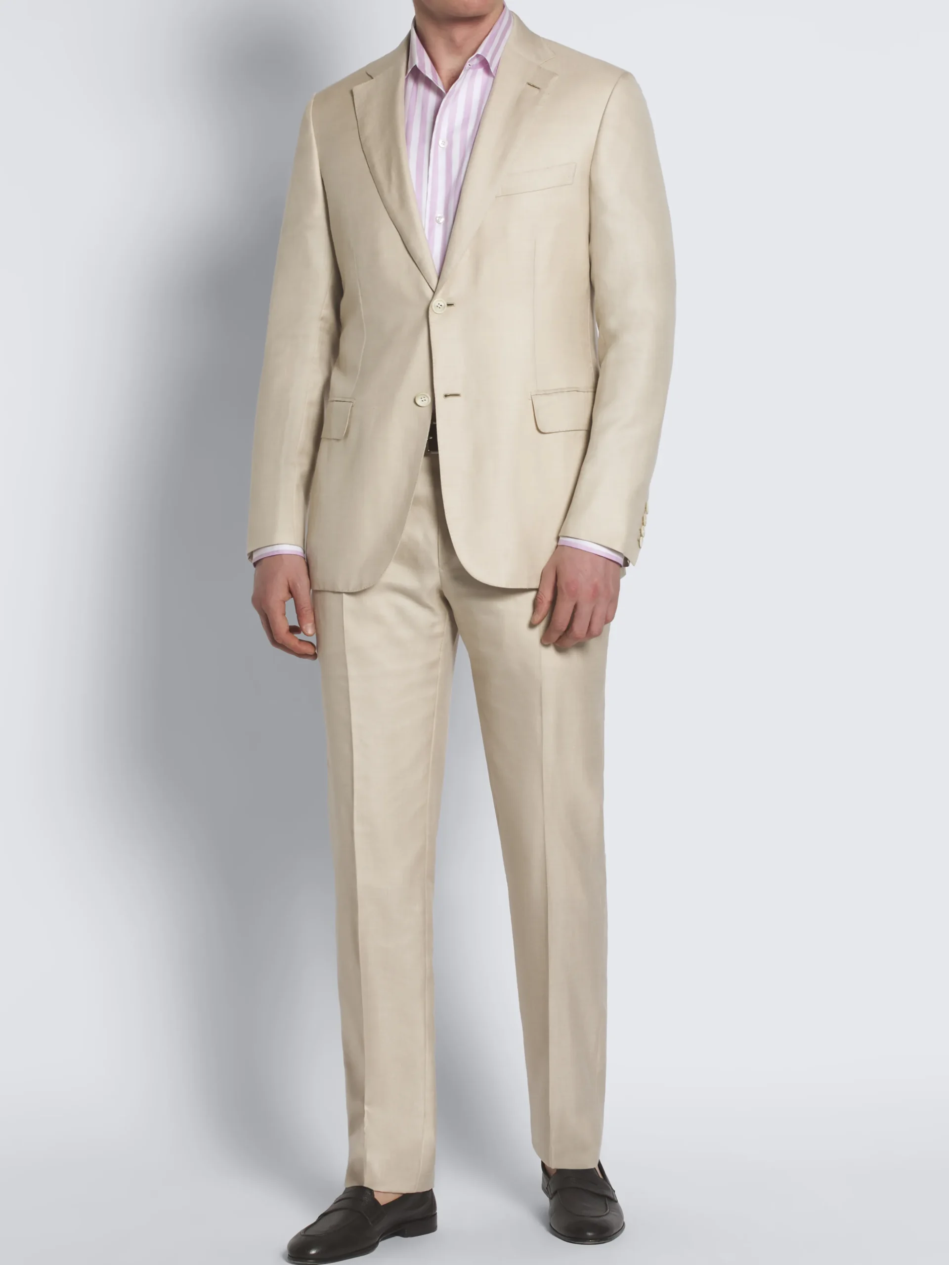 Beige silk, cashmere and linen slab twill Ravello jacket
